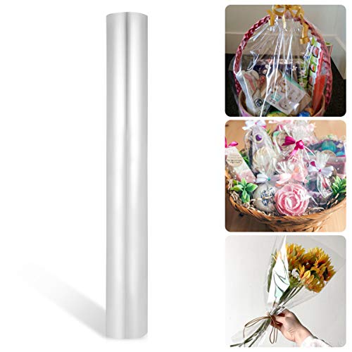 STOBOK Rollo de envoltura de película protectora de papel de envoltura de celofán transparente para artesanías de flores / 40x3000cm-0.025mm