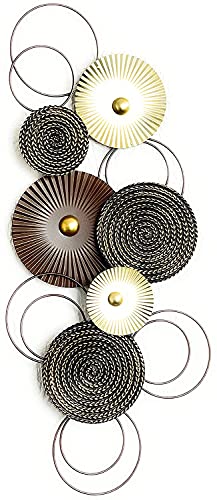 Imagen de metal 3D MF, círculos, 83 x 38 cm, multicolor, marrón dorado