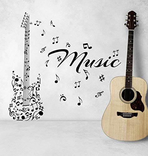 Calcomanía de pared artística Serie de música Notas musicales Patrón de composición de guitarra Pegatinas de pared especiales Papel tapiz de vinilo Decoración de arte 45X45Cm