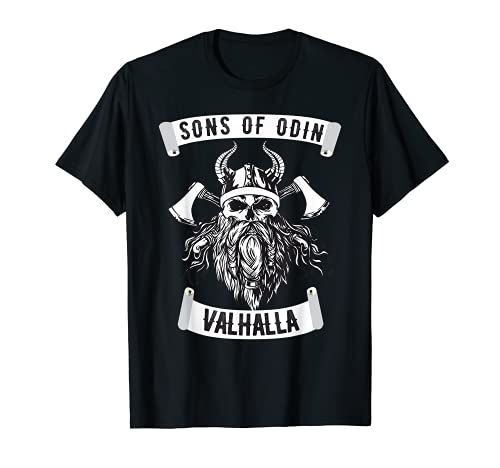 Camiseta Sons of Odin Valhalla Wodan Skull Head Axe Vikings Odin Son