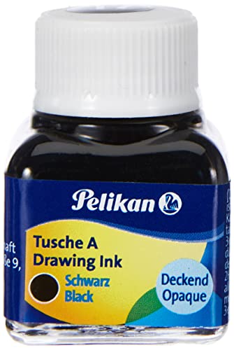 Pelikan 201665 - India Ink 523-17, 10 ml por botella, se puede utilizar en papel, cuadernos de dibujo y películas opacas, negro perla