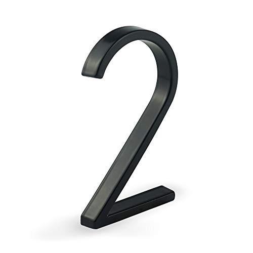 HASWARE Señal de número de casa flotante, números de puerta modernos de 5 pulgadas (12 cm), placa de señal, números de dirección de casa (negro, 2)