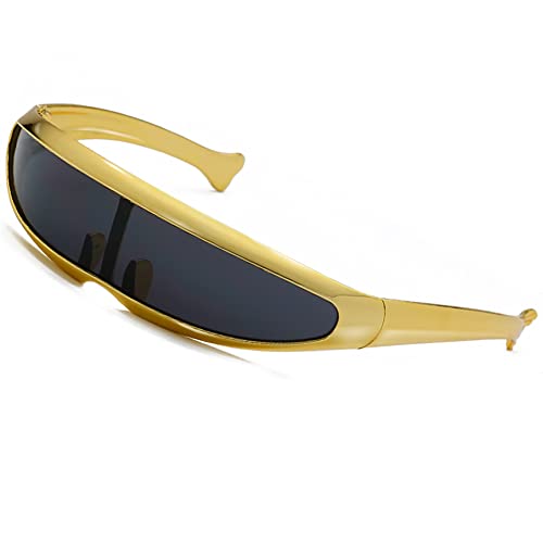SHEEN KELLY, gafas de sol de cíclope futuristas para Cosplay, gafas de fiesta de cíclope elásticas para adultos, espejo envuelto