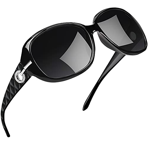 Joopin Gafas de sol polarizadas de gran tamaño UV400 para mujer (paquete individual negro)