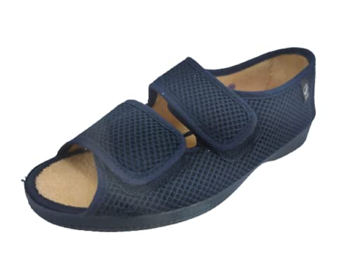 Zapatos de mujer para pies delicados - anatómicos flexibles y ligeros - dos cierres de velcro para ajuste - antideslizante - malla de nylon - primavera verano (marino, numeric_39)