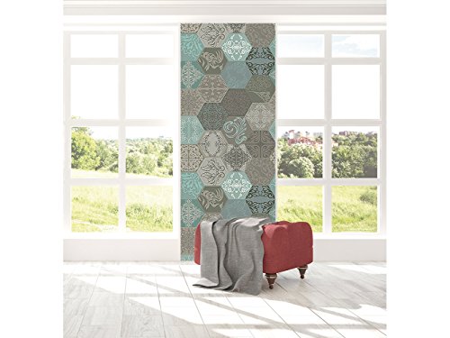 Oedim Panel vertical autoadhesivo Vinilo Mosaico de pared Hexagonal |  Borde vertical para paredes |  Vinilo decorativo |  frontera |  77x260cm |  Decoración de comedores, salones, habitaciones.