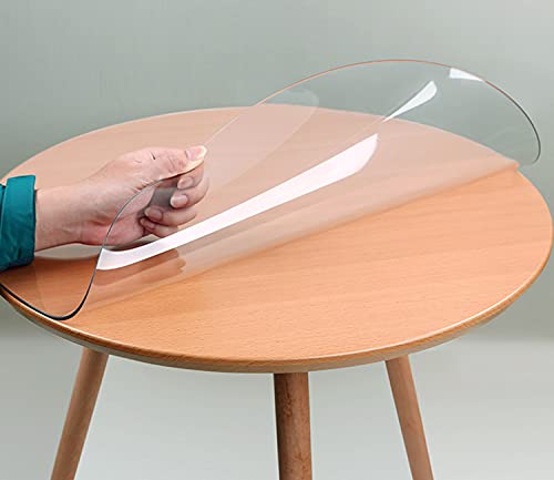SWD TWTH Manteles redondos de PVC, cubierta de mesa de plástico transparente de PVC, protector de mesa de plástico transparente resistente a los arañazos antideslizante grande (1,0 mm, 120 cm)
