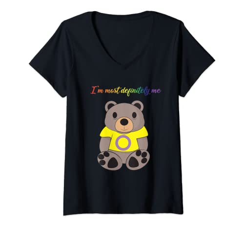 Oso Mujer Intersex Rainbow Diversity Love LGBT Camiseta de cuello en V