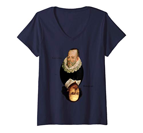 Cervantes mujer vs.  Camiseta Shakespeare cuello pico