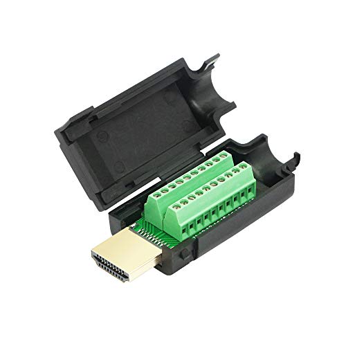 CERRXIAN adaptador de bloque de terminales de tornillo HDMI chapado en oro HDMI macho a módulo de señal de placa de ruptura sin soldadura con caja