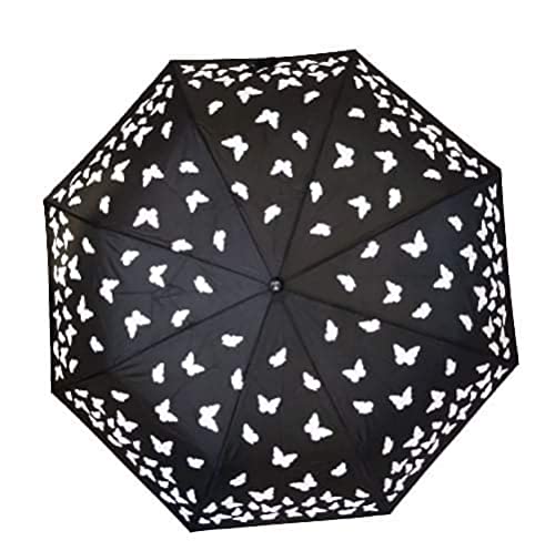 Paraguas Good4good que cambia de color con la lluvia/agua mágica con estampado de mariposas multicolor, plegable, automático, diámetro 110 cm.