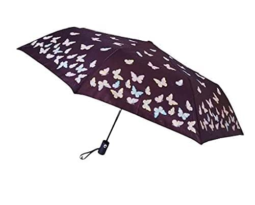 Goods4good Paraguas de lluvia con cambio de color, plegable, automático, de bolsillo pequeño, para mujeres/damas/hombres, 98 cm de diámetro.  (Violeta 3)