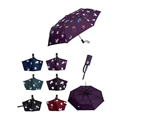 Goods4good paraguas mágico que cambia de color con nubes de lluvia/agua y diseños de rayos, diámetro 98 cm, color rojo.