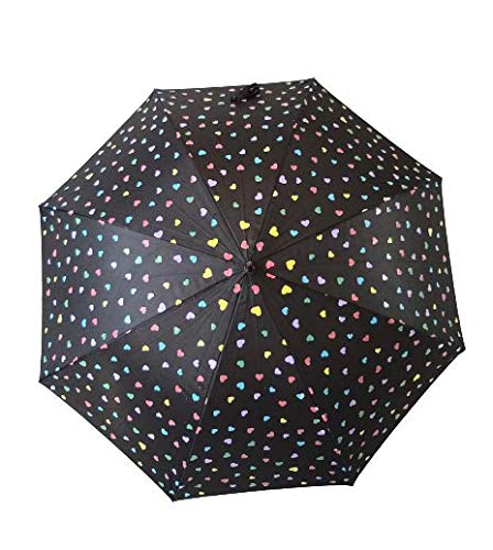 Goodforgoods Paraguas de lluvia que cambia de color para adultos, mujeres, hombres, apertura automática, resistente al viento, 105 cm de diámetro.  (Negro2)