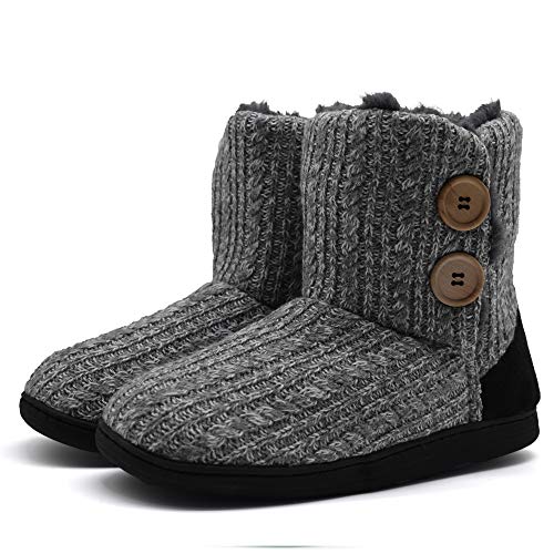 Zapatillas de mujer KuaiLu, zapatillas antideslizantes cómodas de espuma viscoelástica con forro de lana para interiores de invierno cálido