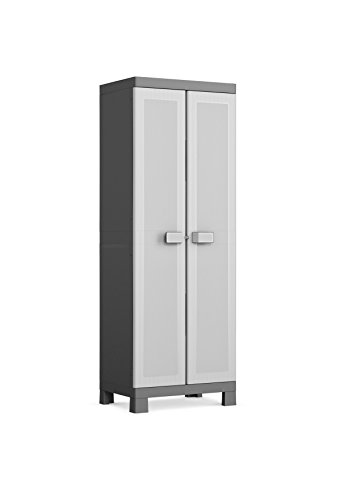 Gabinete de alta lógica Keter |  Armario de almacenamiento con 2 puertas y 4 baldas - gris oscuro/gris claro |  Dimensiones 65 x 45 x 182 cm