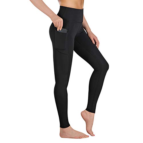 GIMDUMASA Pantalones deportivos para mujer Leggings de cintura alta Leggings para correr Entrenamiento Fitness Estiramiento Yoga Pilates GI188 (Negro, M)