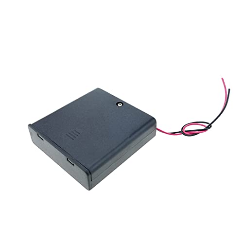 BeMatik - Portapilas en caja para 4 pilas LR6 AA 1,5 V con interruptor