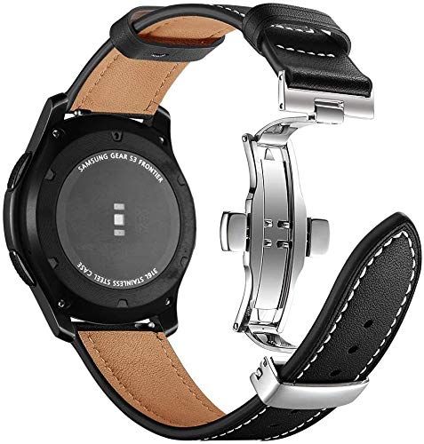 ANYE Huawei Watch GT 2 46 mm Correa de cuero, 22 mm Correas de reloj de cuero para Samsung Gear S3 Frontier/Classic Pulsera para Samsung Galaxy Watch 46 mm, Samsung Galaxy Watch 3 45 mm Bandas de repuesto