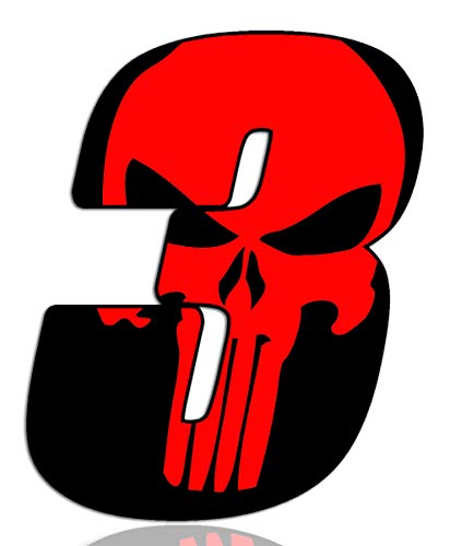 Biomar Labs® Número 3 Punisher Skull Vinilo Calcomanía Calcomanía Coche Motocross Motocicleta Sport Start Racing Tuning N 353