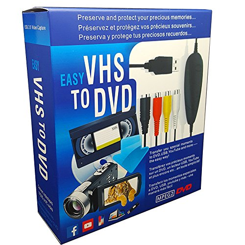 Lvozize VHS VCR Hi8 USB Audio/Video Recorder DVD Digitalizador Adaptador para Windows 10/8.1/8/7/Vista/XP Negro para Windows