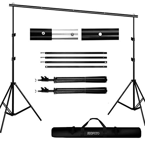 BDDFOTO 2x3 metros conjunto de soporte de estante de fondo ajustable para retrato, fotografía de producto y grabación de vídeo con bolsa de lona portátil