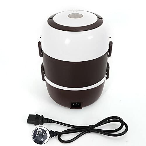 Fiambrera eléctrica 2L 3 capas olla arrocera vaporizador calentador de alimentos calentador portátil de acero inoxidable calentador de alimentos mantener el contenedor caliente 200W