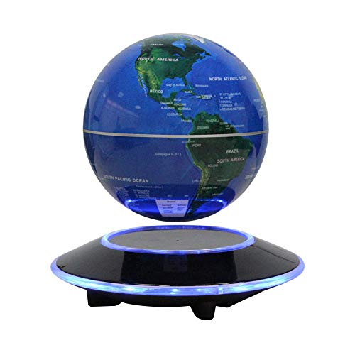 Mapa mundial giratorio de globo flotante de levitación magnética - Regalo educativo de globo antigravedad - Decoración de escritorio para el aula en casa - (Gorra azul EUR)