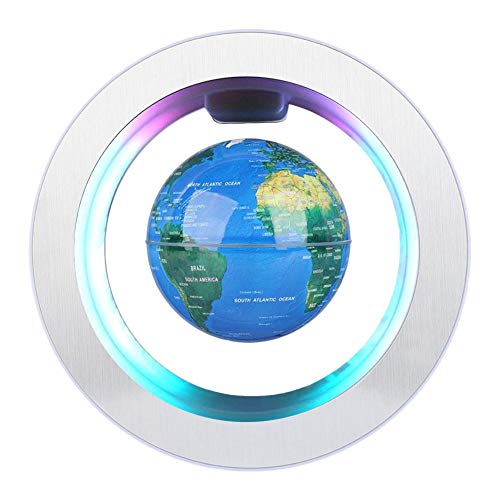 Globo flotante de levitación magnética en forma de C Mapa del mundo giratorio con luces LED Globo terráqueo para decoración de escritorio Regalo de aniversario de Navidad (UE)
