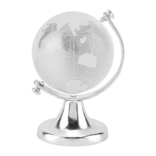 Niady Home Esfera Regalo Globo terráqueo redondo Mapa del mundo de cristal Globo de cristal Decoración de escritorio (Plata)