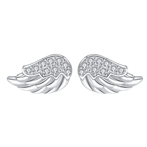 Pendientes Arrebol para mujer, pendientes de alas de Ángel de Zirconia cúbica de Plata de Ley 925, joyería de regalo para mujeres y niñas