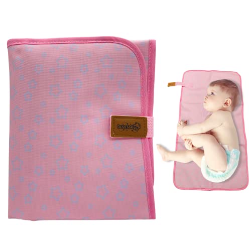 Bebesar® Cambiador de Bebé Impermeable Portátil - Cambiador Plegable Acolchado - Cambiador de Viaje (Estrellas Rosas)