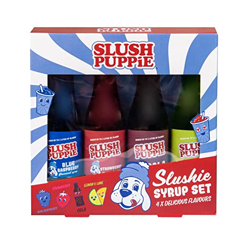 Slush Puppie Syrup set regalo 4 siropes Siropes de frambuesa azul, limón y lima, cola y fresa
