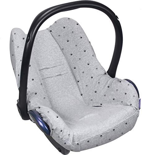 Dooky 0+ seat cover Baby car seat cover (Diseño: Crown Light Grey, para sistema de cinturón de 3 y 5 puntos, grupo de edad 0+, adecuado para la mayoría de las marcas), Gris