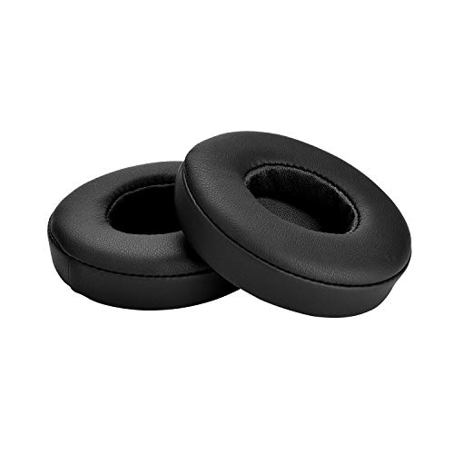 Almohadillas Yizhet compatibles con auriculares Beats Solo 2 Solo 3 inalámbricos o con cable Bluetooth, espuma viscoelástica y piel sintética (1 par, negro)