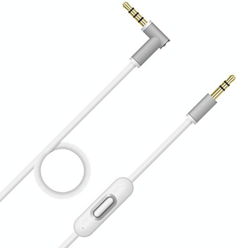 Cable de repuesto para auriculares AUX Cable de audio con micrófono compatible con Beats by Dr. Dre Mixr/Solo/Pro/Studio/Solo HD/Executive/Detox On Ear Headphones (Blanco)