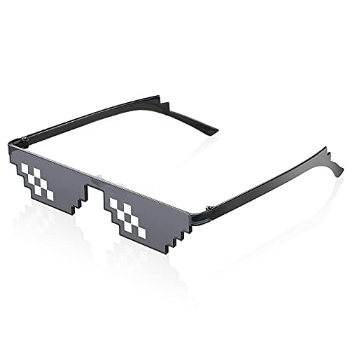 Gafas de Mosaico de Píxeles de 8 bits Gafas de Sol Unisex de Protección UV para Jugador Gafas de Moda para Hombres Mujeres Niños Foto Props (5,8 x 5,9 x 1,18 Pulgadas)