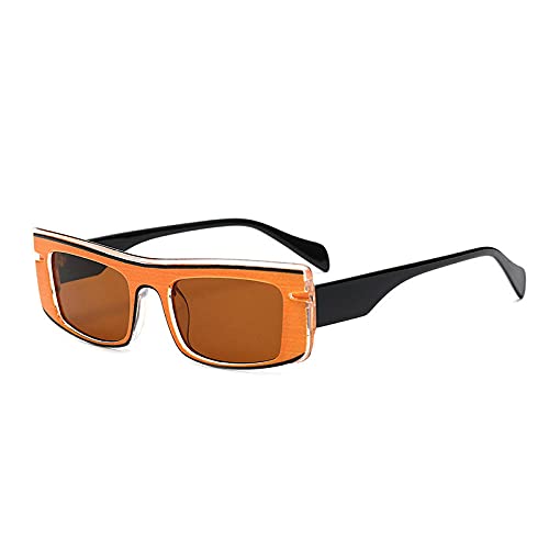 Gafas De Sol Hombre Mujeres Ciclismo Gafas De Sol Vintage para Mujer, Rectangulares A La Moda, Gafas Transparentes De Leopardo, Gafas De Sol De Tendencia Coloridas para Hombre, Orange_Tea