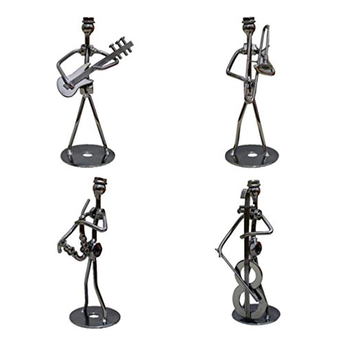 Vosarea 4 piezas Vintage creativo hierro arte Metal música figura escritorio música decoración (modo aleatorio)