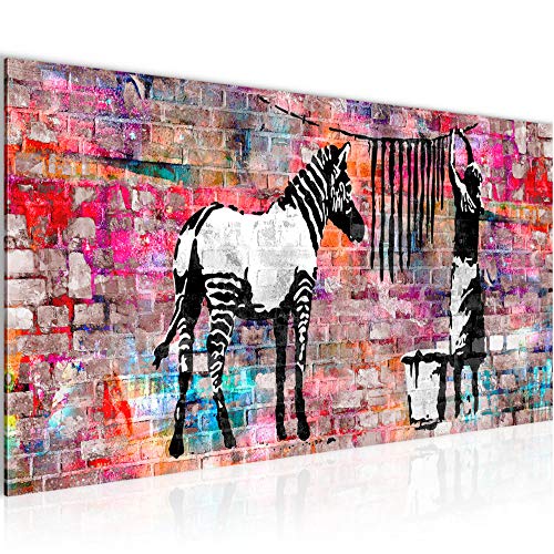 Pintura decorativa Banksy cebra lavada 1 parte pintura moderna de lienzo no tejido para sala de estar arte urbano colorido 012912c