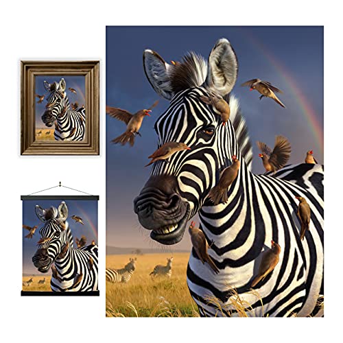 LiveLife 3D Lenticular Image Decoration - Zebra Crossing de Deluxebase.  Póster 3D sin marco con cebras.  Obra de arte original con licencia del renombrado artista Jerry LoFaro.