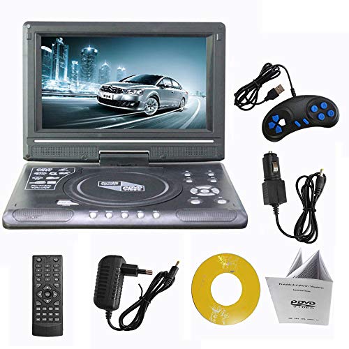 AXDNH Reproductor de DVD portátil de 10 pulgadas, pantalla de alta resolución de gran tamaño y batería de larga duración, reproducción directa en formato AVI/RMVB/SVCD/CVD, compatible con tarjetas USB y SD