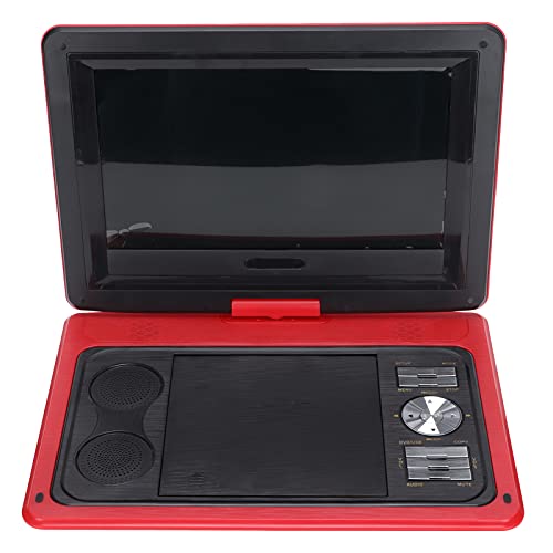 Sorandy Reproductor de DVD portátil HD portátil de 10 pulgadas, pantalla ancha LCD HD giratoria de 270°, compatible con disco U/tarjeta SD/función FM/juego/función de TV analógica, (rojo)