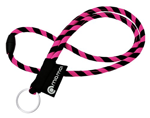cordón tubular mia mai (rosa/negro, 45 cm) cordón para el cuello con cierre de seguridad, llavero, colgante de llave