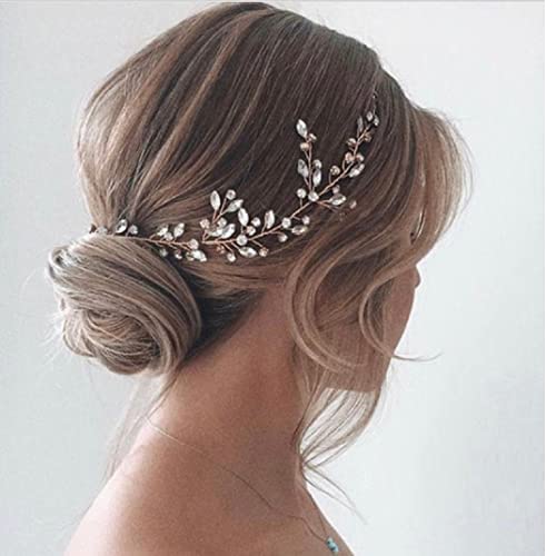 Simsly Bride Crystal Wedding Hair Vine Silver Bride Headpiece Wedding Bandit Accesorios para el cabello para mujeres y niñas (Plata)