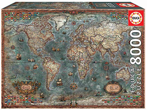 Educa Borras - Rompecabezas auténticos, rompecabezas de 8,000 piezas, mapa histórico del mundo (18017)