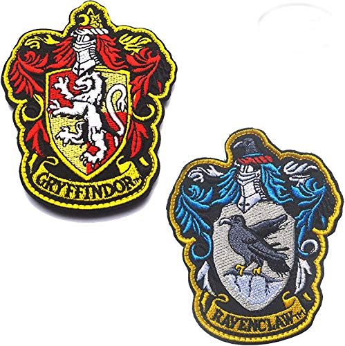 Harry Potter House of Ravenclaw y Gryffindor Hogwarts Full Color Crest Hook and Loop Fastener Set con emblema bordado