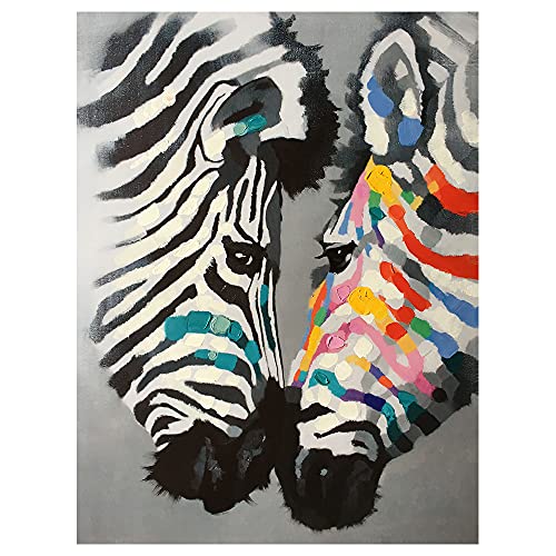 Legendarte - Cuadro Lienzo, Impresión Digital - Cebras de Colores - Decoración Pared.  60x80