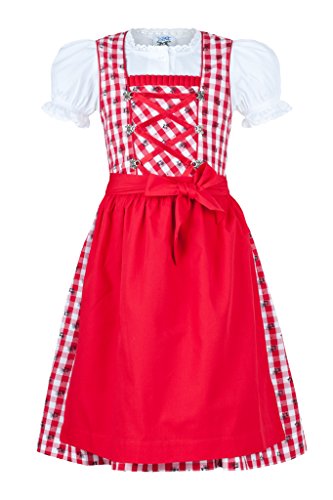Isartrachten rojo y blanco plaid 3 piezas rojo 92 cm traje de niña tirolesa