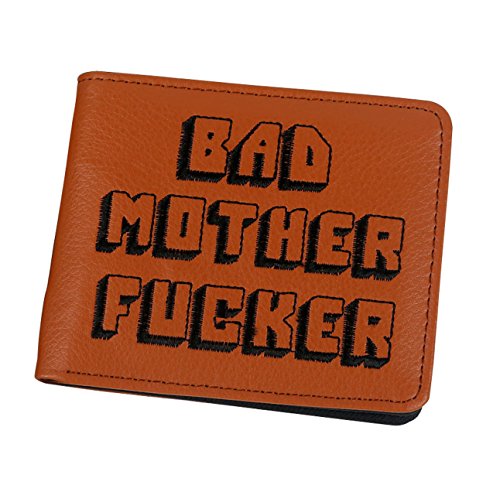 IW Pulp Fiction Bad Mother Fucker - Cartera de piel bordada (marrón)